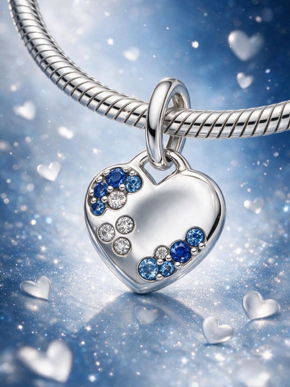 Heart Charm with Blue Accents